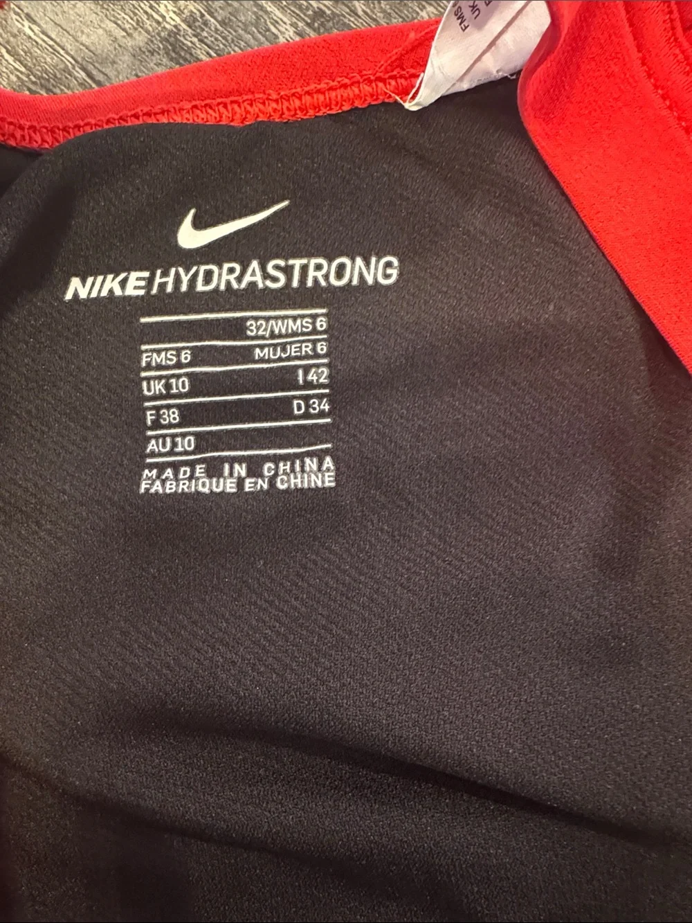 Nike Girls Bright Red One-Piece Swimsuit with White Swoosh
